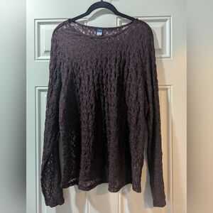 Old Navy Plum Colored Lacey Shear Long Sleeve Top, Size 2X, NWT